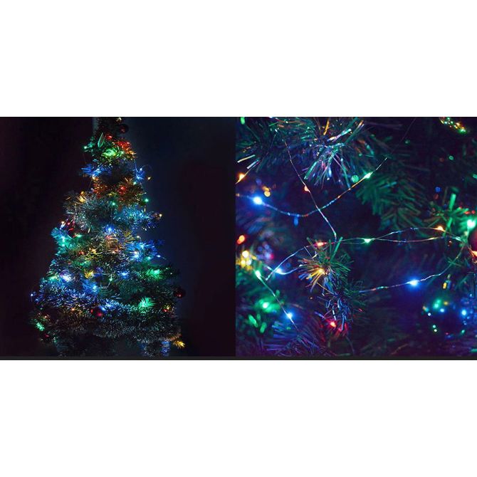 Solarne novoletne lučke veriga 100 LED RGB barvne 10m 8 funkcij 6