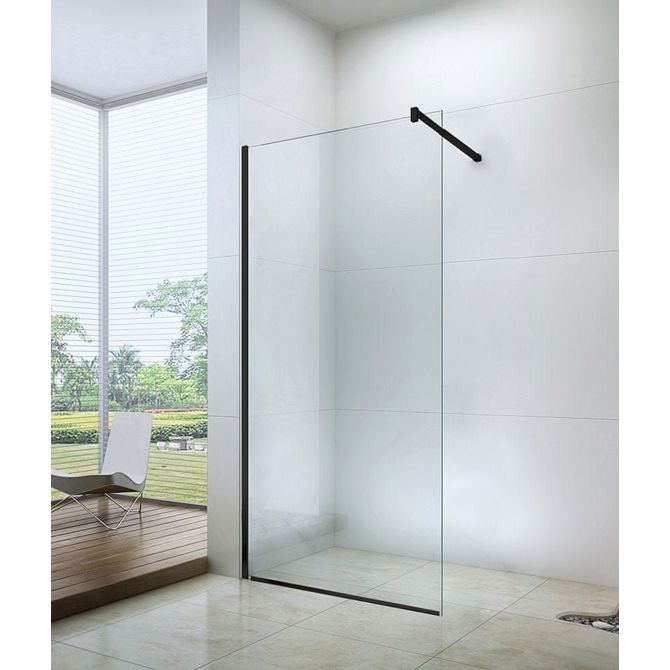 Steklena tuš stena BASIC BLACK, 90x200cm, 8mm, Nano Easy Clean, črni            profili in palica 4