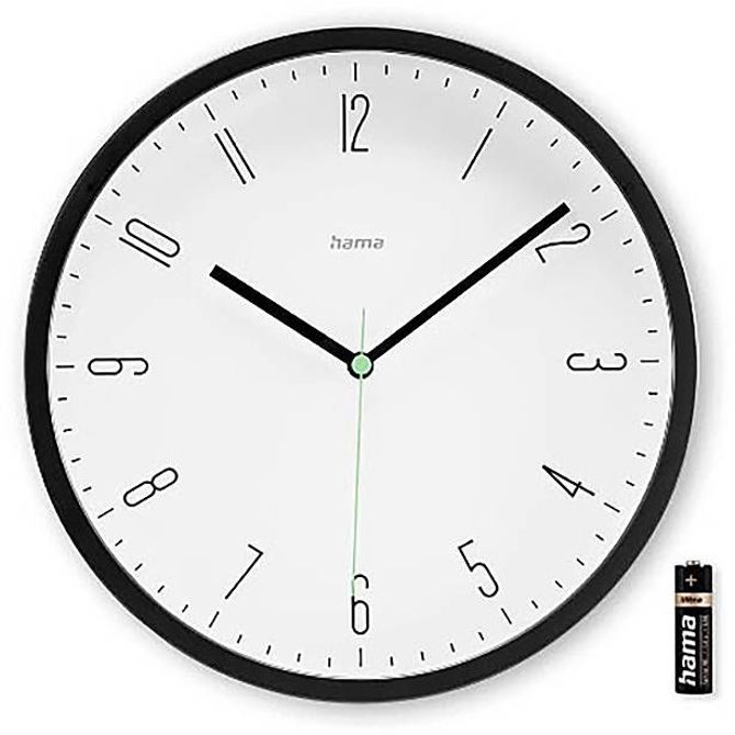 Stenska ura &quot,Capri&quot,, kremenčeva ura, analogna, moderna, Ø 25 cm, črna Hama 00185882  stenska ura 40 mm 4