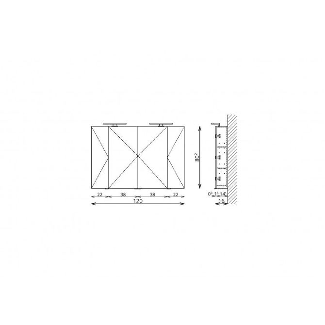 Toaletna omarica z ogledalom Tboss RECTA 120 cm 4
