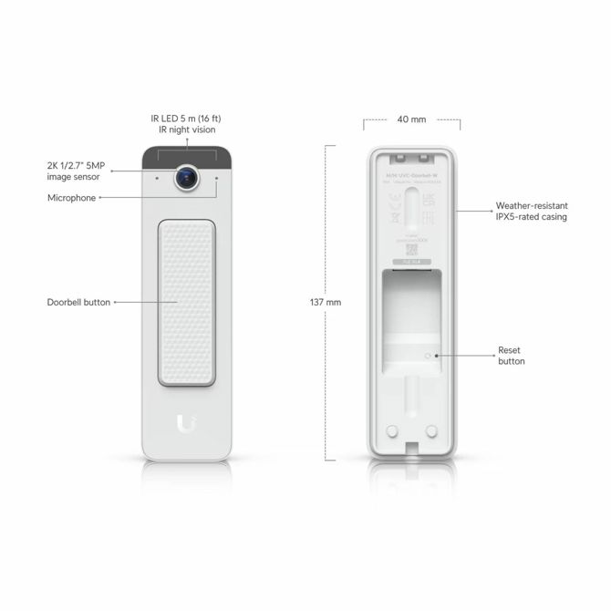 Video domofon Ubiquiti  PoE Doorbell Lite bel UVC-Doorbell-W 2