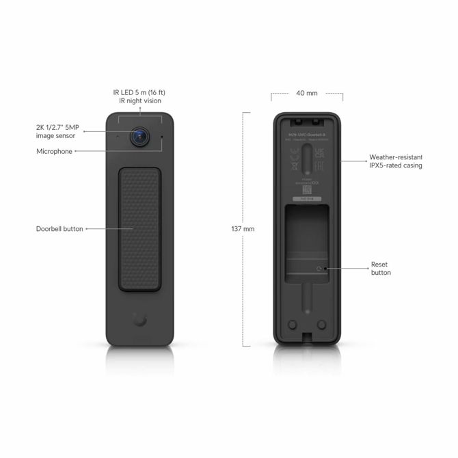 Video domofon Ubiquiti  PoE Doorbell Lite črn UVC-Doorbell-B 2