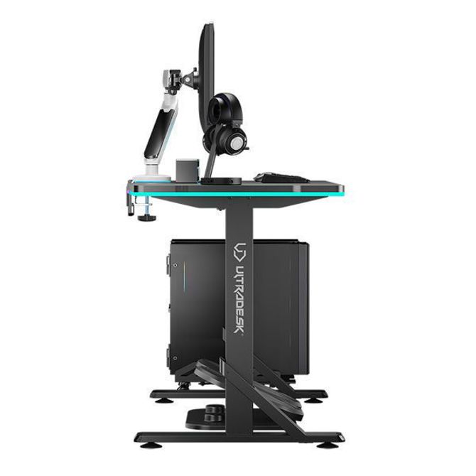 Gaming miza ULTRADESK  IRON BLACK, 132,5x60,5 cm, 71-81 cm, mehansko nastavljiva višina, RGB osvetlitev 3
