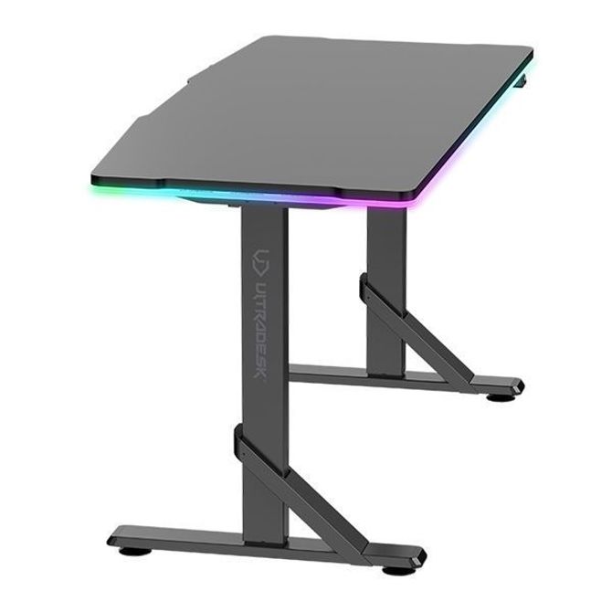 Gaming miza ULTRADESK  IRON BLACK, 132,5x60,5 cm, 71-81 cm, mehansko nastavljiva višina, RGB osvetlitev 4