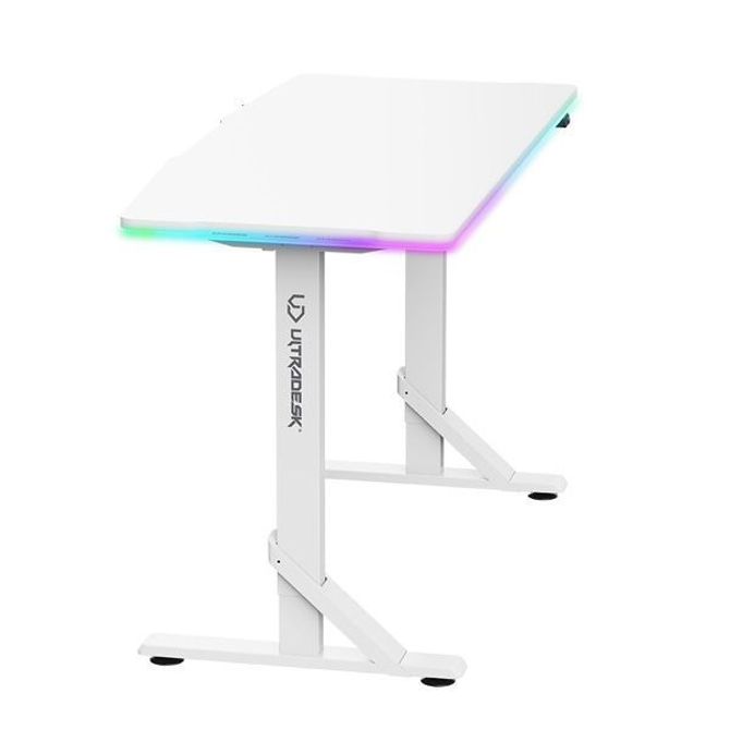 ULTRADESK Gaming miza IRON WHITE, 132,5x60,5 cm, 71-81 cm, mehansko nastavljiva višina, RGB osvetlitev 6