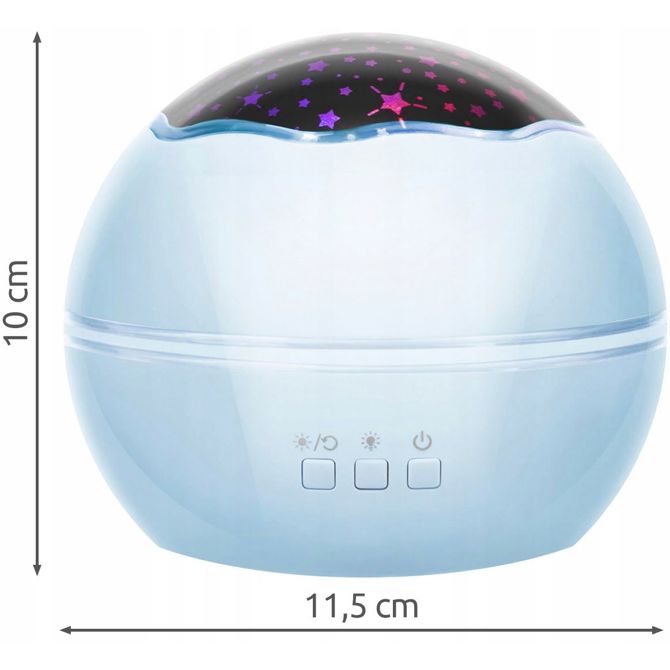 USB LED RGB projektor nočna lučka - menjava projekcij moder 2