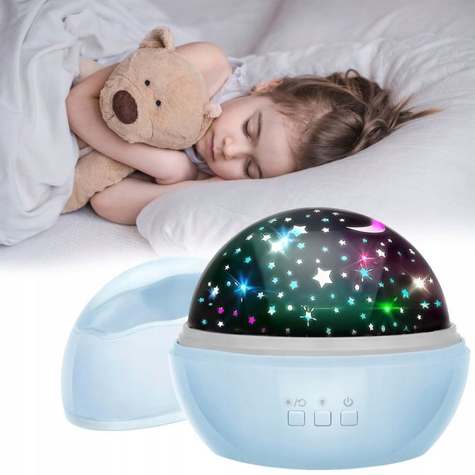 USB LED RGB projektor nočna lučka - menjava projekcij moder 3