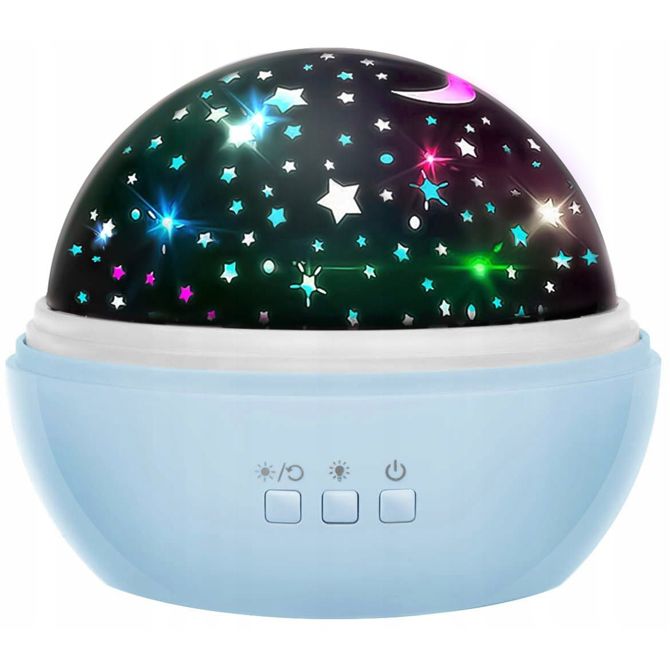 USB LED RGB projektor nočna lučka - menjava projekcij moder 4