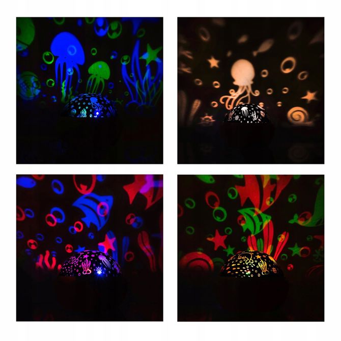 USB LED RGB projektor nočna lučka - menjava projekcij moder 5