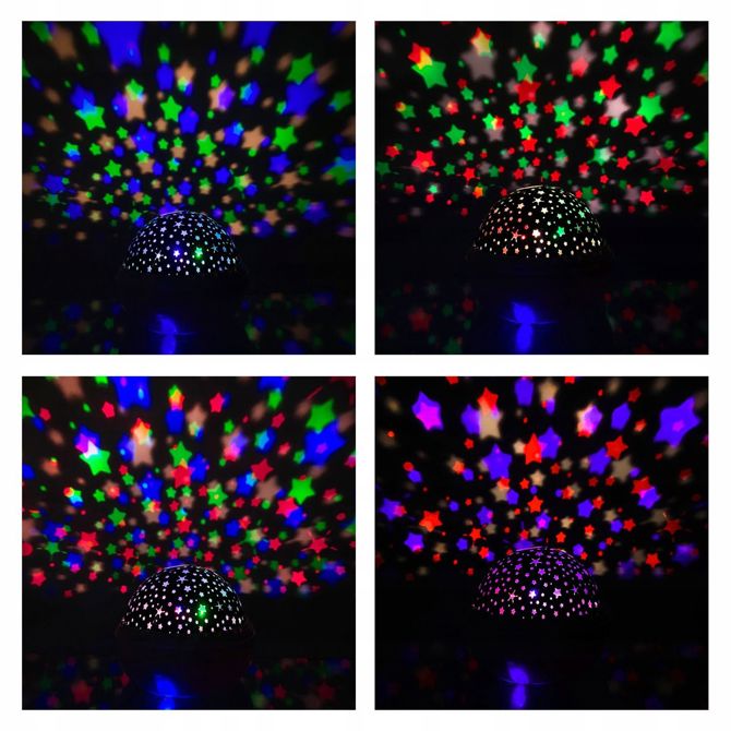 USB LED RGB projektor nočna lučka - menjava projekcij moder 6