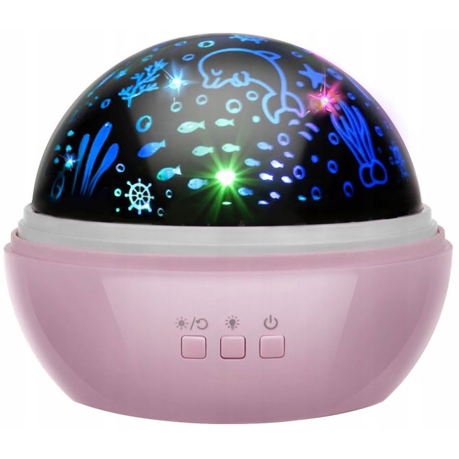 USB LED RGB projektor nočna lučka - menjava projekcij roza 4