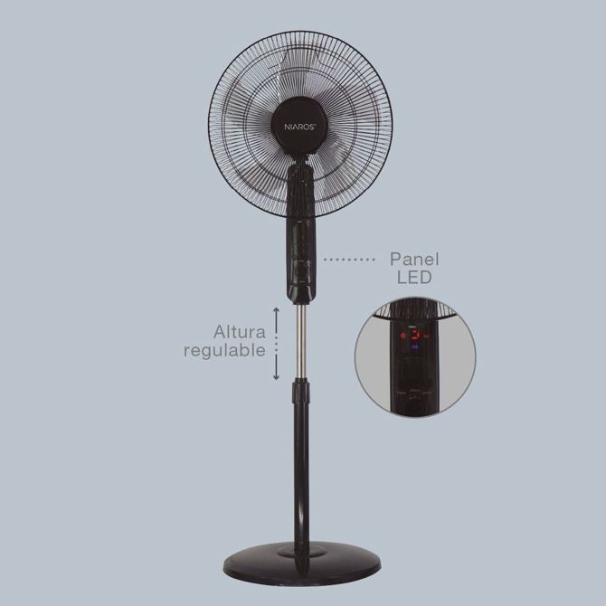 Ventilator GSC Fabriano Niaros, talni, 43 cm, 50 W, daljinski upravljalnik, časovnik, črne barve 3