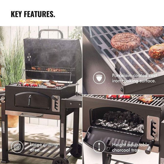 VonHaus prenosni žar na oglje/ Smoker American Style 4