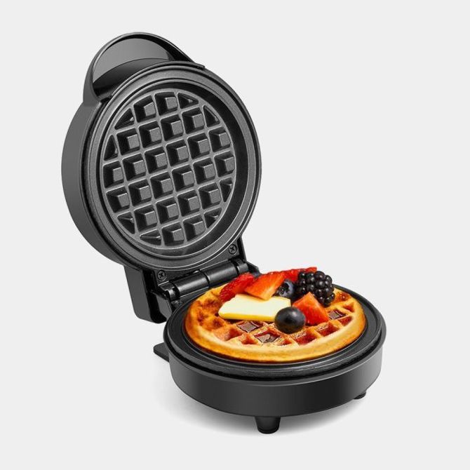 Mini aparat za vaflje VonShef, 600 W, neoprijemljive plošče, črna/srebrna 2