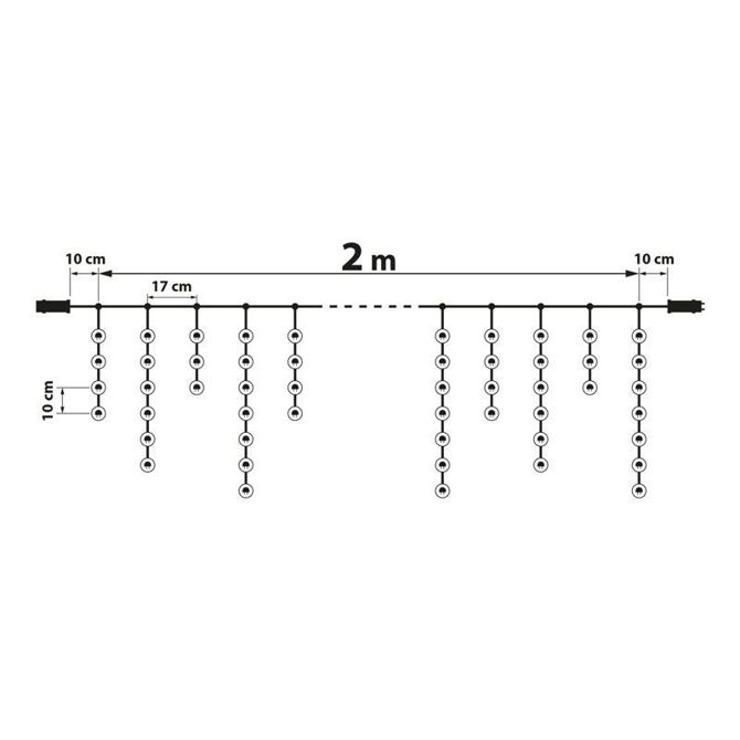 Zunanja svetlobna zavesa s 100 LED diodami 2,2m, bela, omrežno napajanje, IP44 - 8 programov 5