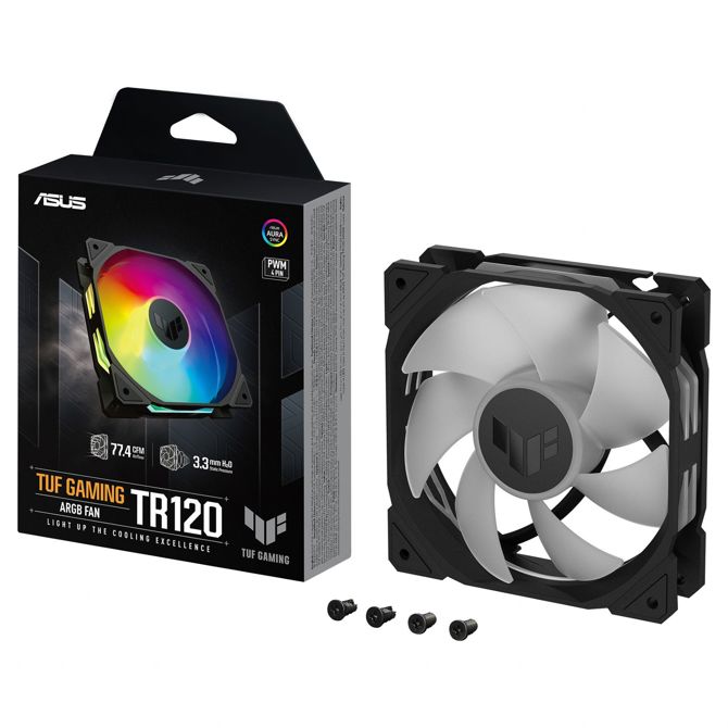 120 mm ventilator za ohišje ASUS TUF GAMING TR120 ARGB, črn, 120 mm, PWM