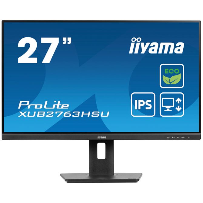 Monitor Iiyama Prolite XUB2763HSU-B1 68,58 cm (27), 1920x1080 (FHD), 16:9 FHD IPS 100Hz 3ms HDMI DP USB LS Pivot VESA Black