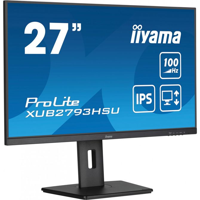 Monitor Iiyama ProLite XUB2793HSU-B7 68,6 cm (27), 1920x1080 (FHD), 16:9 FHD IPS 1ms 100Hz HDMI DP zvočnik Pivot Black