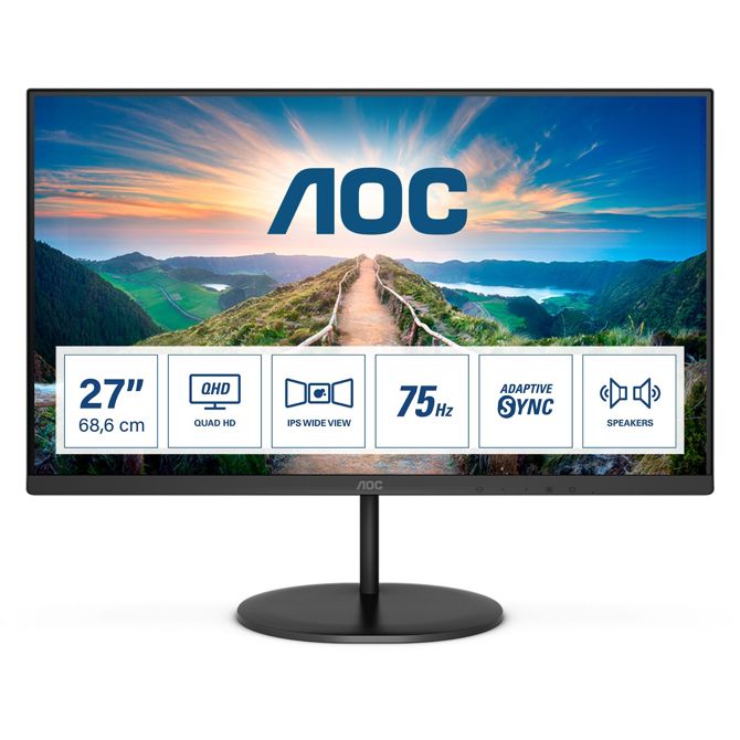 Monitor AOC V4 Q27V4EA 68,58 cm (27), 2560x1440 (QHD), 250cd/m2, 16:9, 4ms, IPS, DP, HDMI, VESA, zvočnik, črn