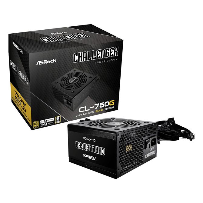 750W ASRock Challenger Series CL-750G 750W ATX 80+ zlata črna barva maloprodajna