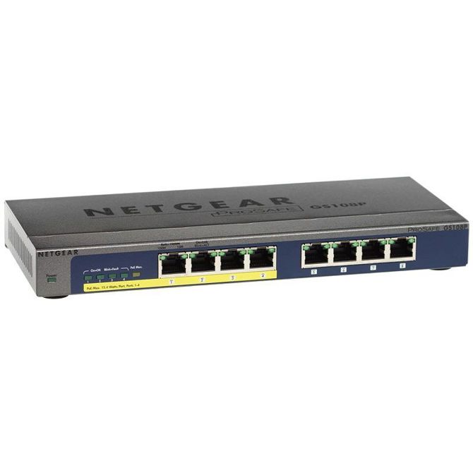 Netgear GS108PE 8x 10/100/1000 Prosafe PLUS PoE Switch Fanless