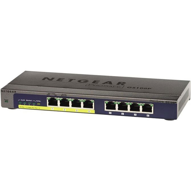 Netgear GS108P 8x 10/100/1000 unmanaged PoE switch 4xPoE
