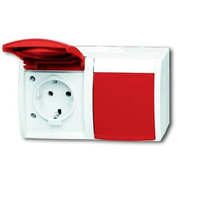 Vtičnica ABB 2CKA002084A0713, zaščitna kontaktna, IP44, 2 P + E, rubinasto rdeča (RAL 3003)