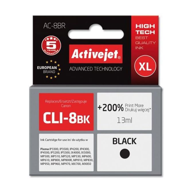 Activejet črno črnilo Canon CLI-8Bk