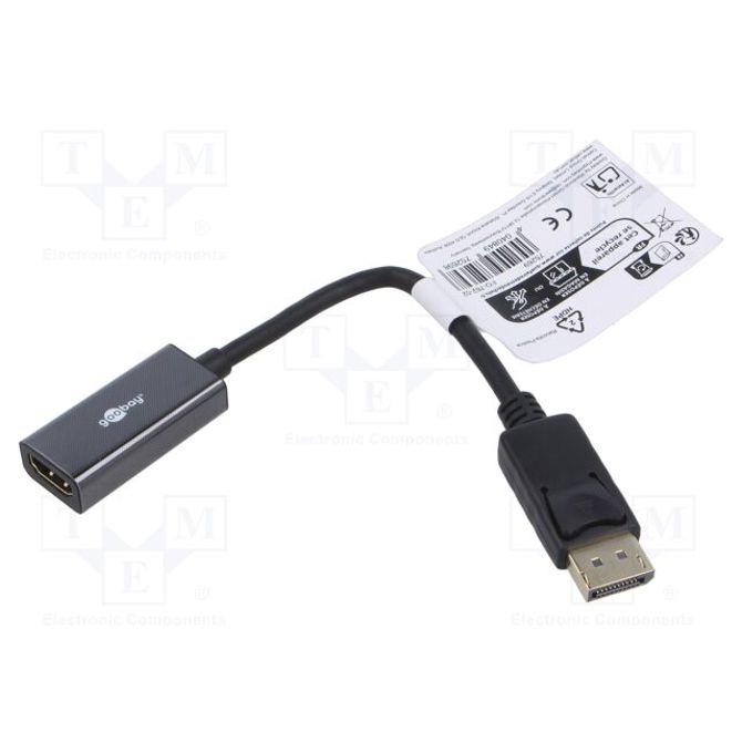 Adapter Goobay DisplayPort > HDMI 8K/60Hz, 10 cm, mehanski zaklep, fleksibilen PVC