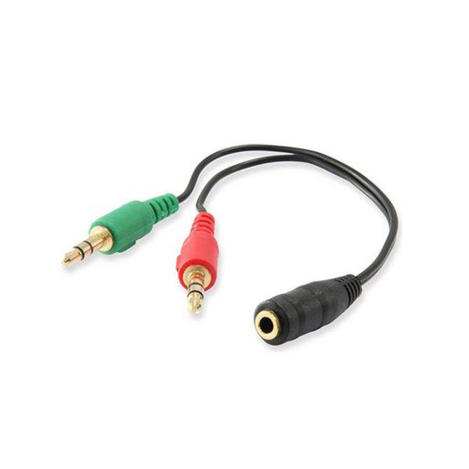 Adapter za slušalke in mikrofon, 1 ženski na 2 moška, 3,5 mm, 15 cm, Ewent