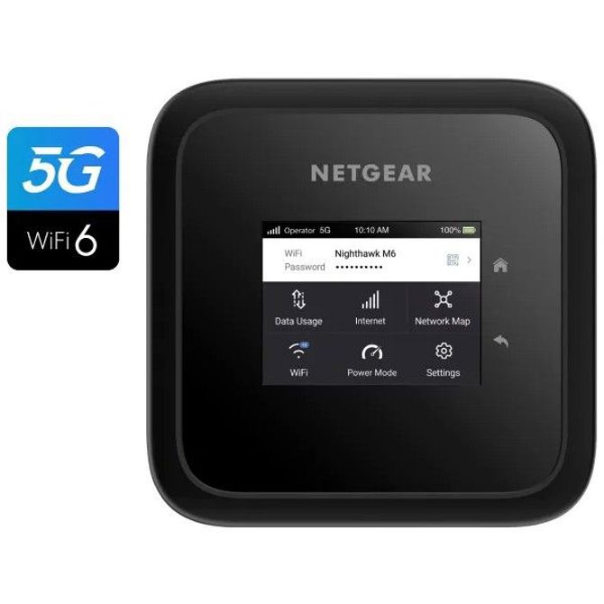 Brezžični usmerjevalnik Netgear MR6150 5G, WiFi 6, hitrost do 2900 Mbit/s, nano-SIM, LCD zaslon, črn