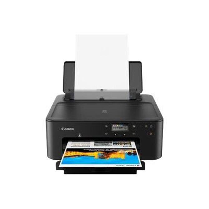 CANON PIXMA TS705a, barvni brizgalni tiskalnik A4 s samodejnim dvostranskim tiskanjem, hitrostjo do 15 ipm črno-belo in 10 ipm barvno, zmogljivostjo 350 listov ter povezljivostjo USB, LAN in Wi-Fi