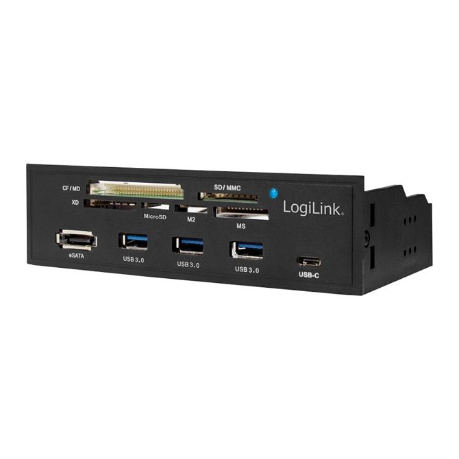 LogiLink 5,25-palčni večfunkcijski čitalnik kartic na sprednji plošči - USB 3.0