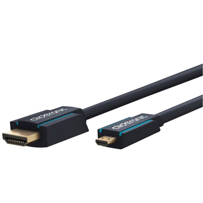 CLICKTRONIC High Speed HDMI (M) na micro HDMI (M) 1.4 4K 30Hz 2m z Ethernet pozlačen črn kabel