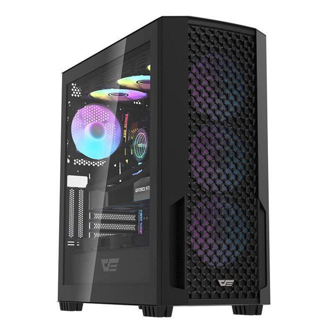 Računalniško ohišje Darkflash DF2100 + 4 ventilatorji ARGB (črno)