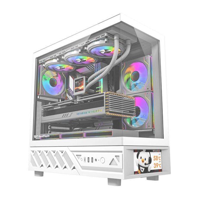 Ohišje računalnika DarkFlash DS950V z zaslonom (belo) + 6 ventilatorjev