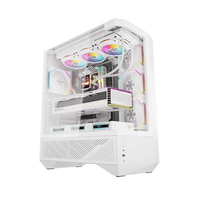 Ohišje računalnika Darkflash DY460 (belo) + 4 ARGB ventilatorji