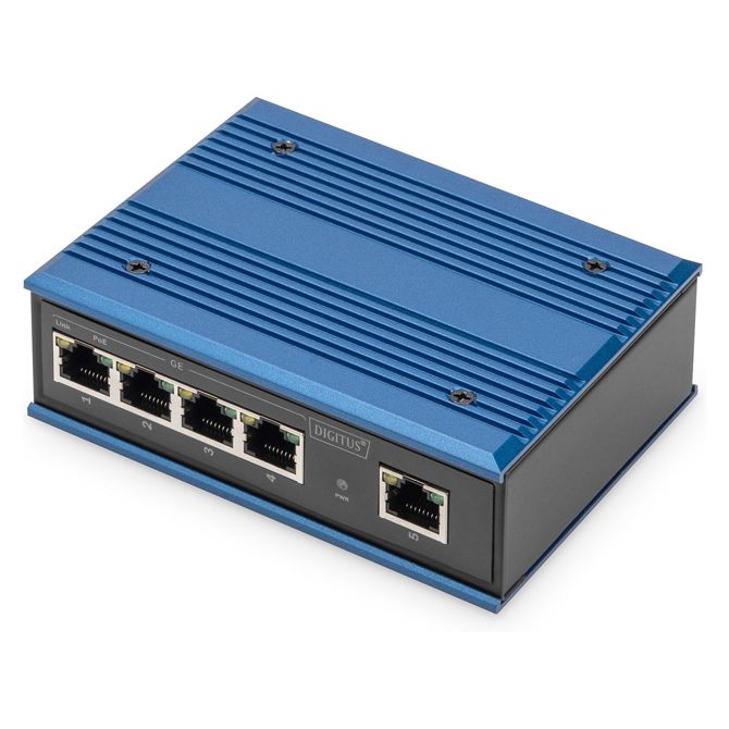 DIGITUS 4-portno gigabitno industrijsko PoE stikalo, neupravljano + 1 RJ45 uplink