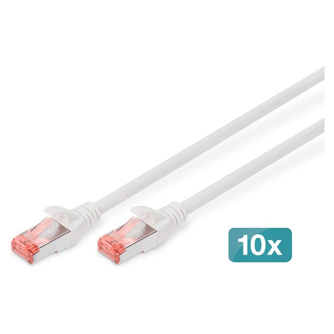 DIGITUS CAT 6 S/FTP patch kabel, 10 kosov, 3 m, bel