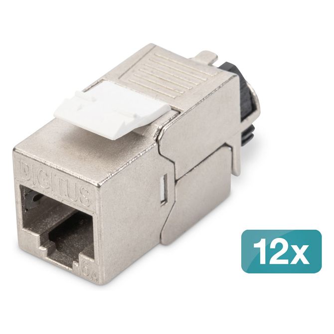 Digitus CAT 6A Keystone vtičnica, oklopljena, 12 kosov, priključitev brez orodja