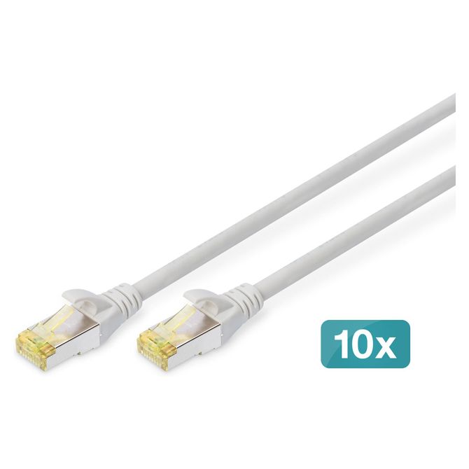 DIGITUS CAT 6A S/FTP patch kabel, 10 kosov, 3 m, siv