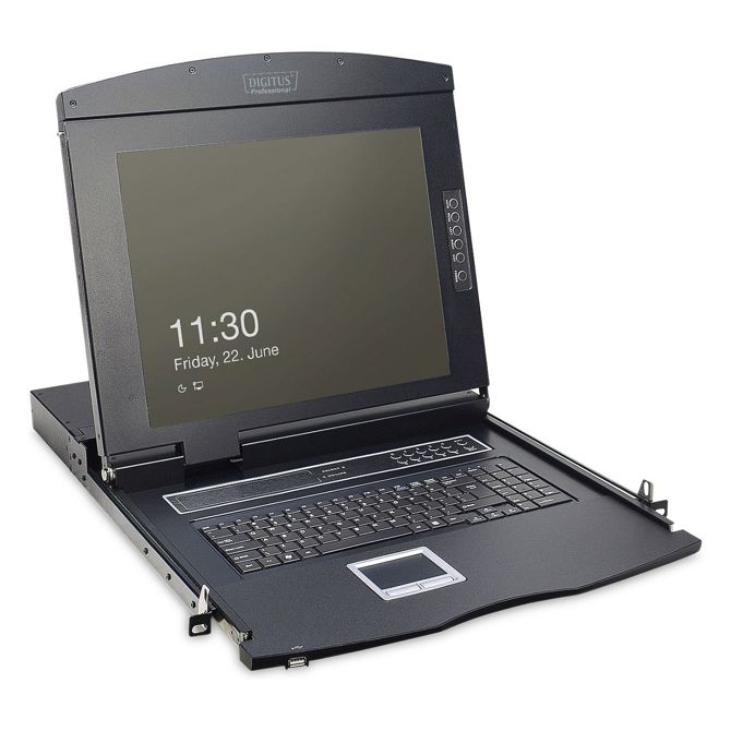 DIGITUS Modularna konzola 17" TFT, 1-port KVM in sledilna ploščica, Francija