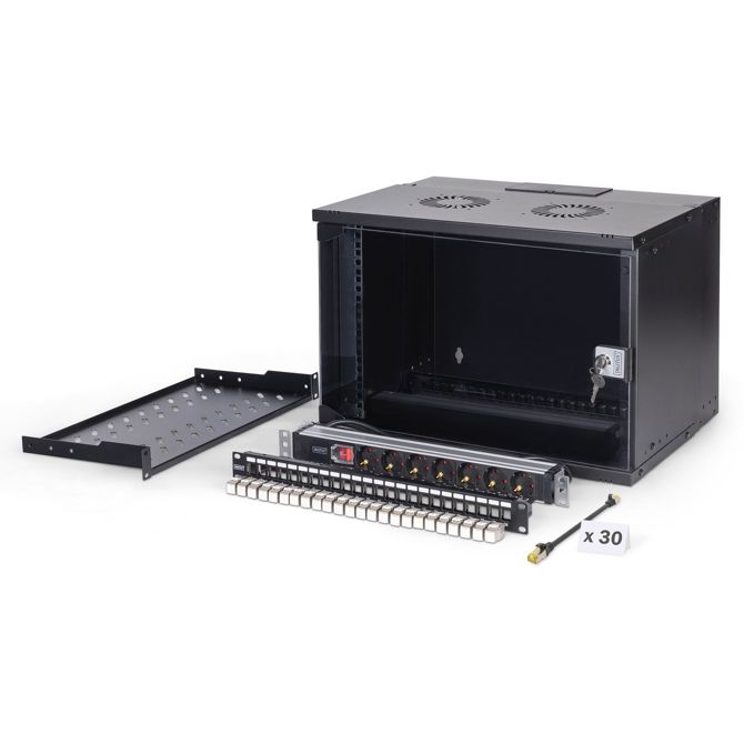 DIGITUS omrežni komplet 483 mm (19") - 7U, 540 x 400 mm (Š x V) črne barve