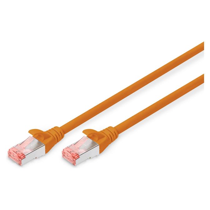 DIGITUS patch kabel Cat6 S/FTP 2xRJ45 0,5 m oranžen, zaščitna ročica, polietilenska vrečka