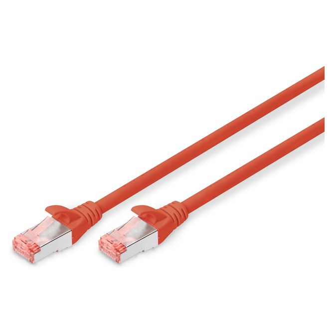 DIGITUS patch kabel Cat6 S/FTP 2xRJ45 0,5 m rdeča ročica zaščitna vrečka