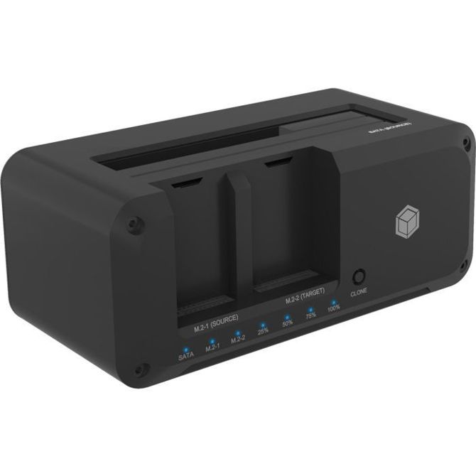 Docking postaja za prenosnike Icy Box IB-2924MSCL-C31 črna, 2,5/3,5 SATA, podpora M.2 NVMe, USB-C 3.2 Gen2, LED indikator