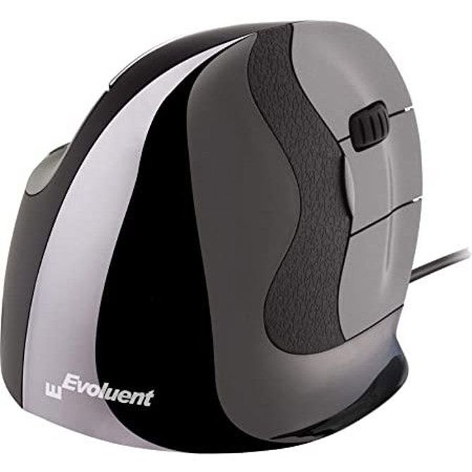 Vertikalna miška Evoluent Vertical Mouse D, za desničarje, 6 gumbov, žična, črno-siva medium