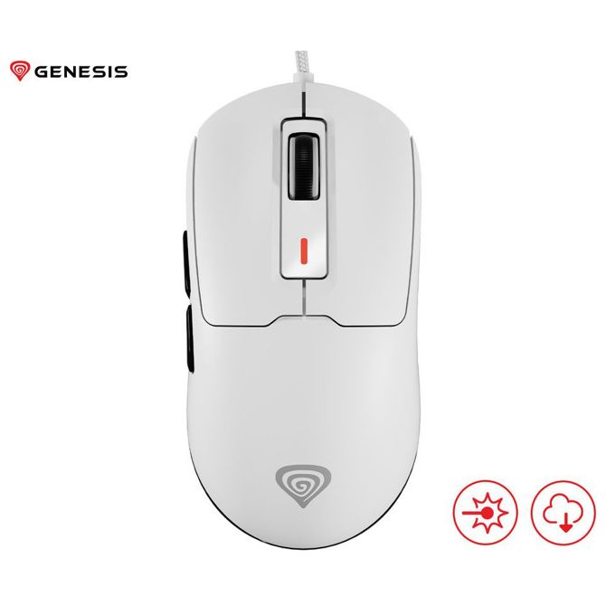 Miška Genesis Krypton 660 žična, 12.000 DPI, ultra lahka 49g, RGB, 6 gumbov, bela