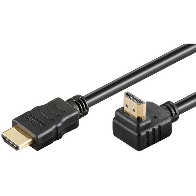 GOOBAY High Speed HDMI (M/M) 2.0 4K 60Hz 5m kotni 90° z Ethernet pozlačen črn kabel