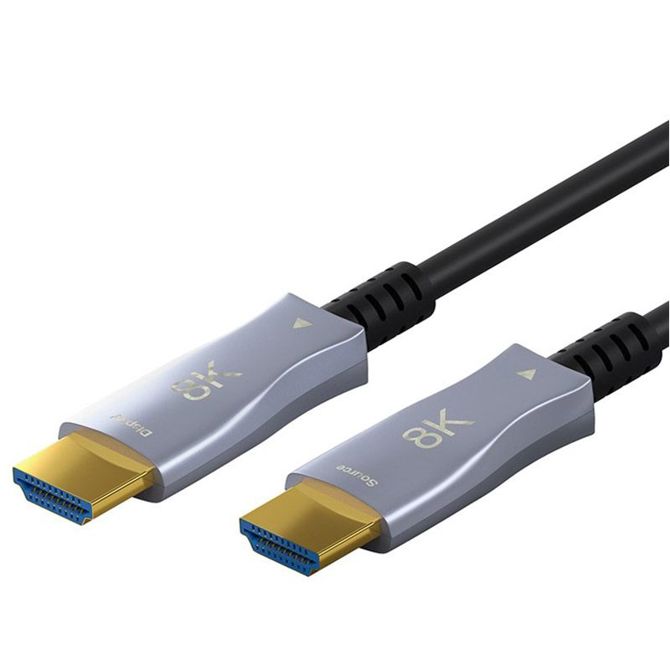 GOOBAY Optical Hybrid Ultra High Speed HDMI (M/M) 2.1 8K 60Hz 30m z Ethernet AOC pozlačen črn Optični Hibridni kabel